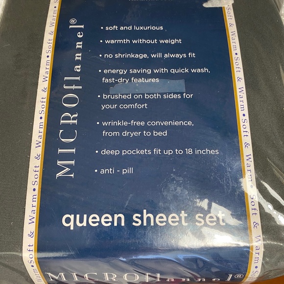 Micro flannel QUEEN bed sheets, NEW, black - Picture 2 of 3